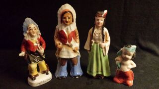 Vintage Set Of 4 Western Indian Colonial Ceramic Figurines Occupied Japan ?