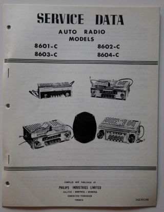 Philips Canada Car Radio Brochure Model 8601 8602 1960s - Canada - St501001118