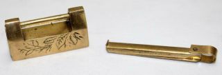 Vintage Chinese Brass Padlock W/ Folding Key