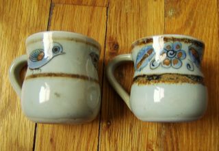Small Mexico POTTERY CUPS Birds & Flowers Ken Edwards? 4