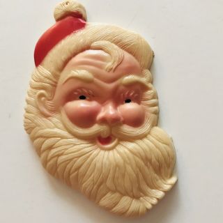 Vintage Hard Plastic Celluloid Santa Claus Face 714 Christmas Ornament Hong Kong