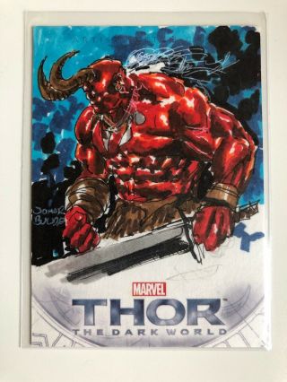 Upper Deck Thor The Dark World Hellboy Sketch Card By Jomar Bulda