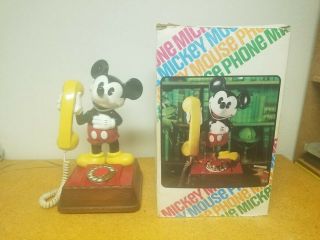 Vintage Disney Mickey Mouse Rotary Telephone Phone.  Box.