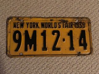 1939 Ny Monroe County License Plate Advertising The 1939 York World’s Fair.