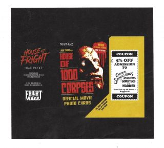 House Of 1000 Corpses Trading Cards Retro Style Wax Wrapper Fright Rags