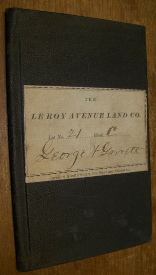 1888 Antique Leroy Avenue Land Co Buffalo Ny Mortgage Ledger Book George Gannett