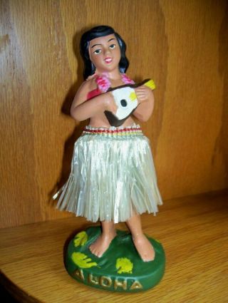 Vintage Hawaiian Hula Dancer Girl Bobble Car Dash Aloha Hawaii,  Japan Label