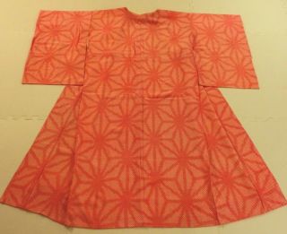 Antique,  Japanese Kimono,  Juban Inner,  Silk,  Shibori (tie - Dye),  Red P040958