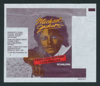 Michael Jackson 1984 Scanlens Card Wrapper