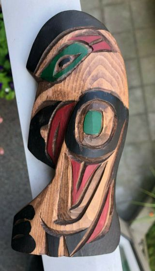 Northwest Coast Native Art Kwakiutl Resting Raven Plaque Carving