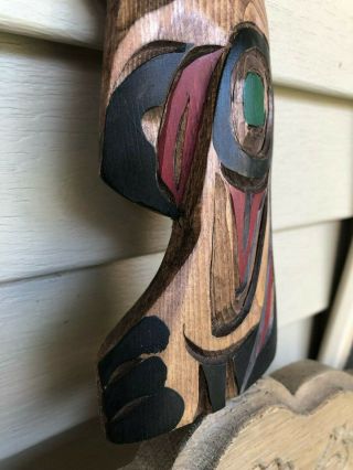 Northwest Coast Native Art Kwakiutl Resting raven plaque carving 3