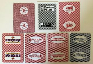 7 Vintage Playing Cards Casinos Cactuspetes/desert Inn/eureka/etc All Jokers