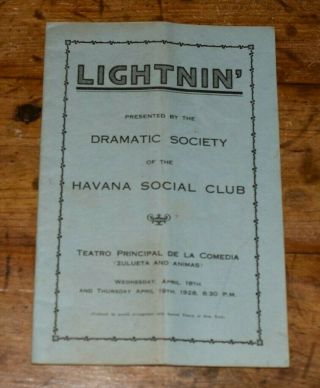 1928 Lightnin Play Program - Havana Social Club - - Great Advertising
