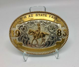 Vintage 4 - H Arizona State Fair Trophy Belt Buckle 1983 B - K Nickel Silver
