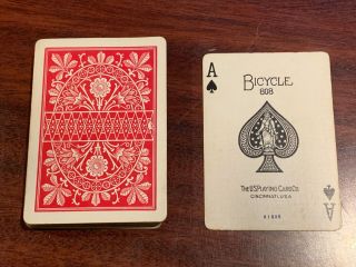 Vintage Bicycle Lotus Back Playing Cards Red C.  1920s Complete 52 Cards
