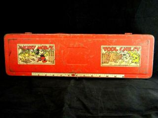 RARE 1930 ' s Climax Mickey Mouse Tool Chest Silk Screened Tin 2
