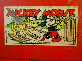 RARE 1930 ' s Climax Mickey Mouse Tool Chest Silk Screened Tin 3