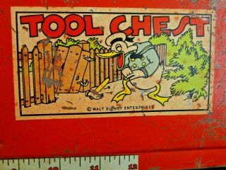 RARE 1930 ' s Climax Mickey Mouse Tool Chest Silk Screened Tin 4