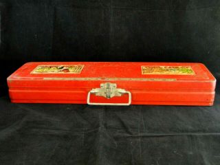 RARE 1930 ' s Climax Mickey Mouse Tool Chest Silk Screened Tin 5