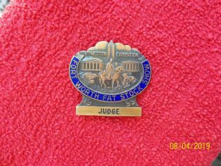 1955 Southwestern Exposition Fat Stock Show Fort Worth Judge Pin Badge Texas