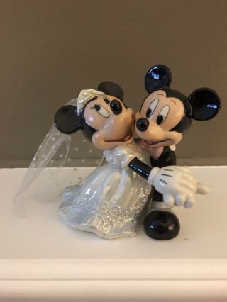Disney Wedding Cake Topper Mickey & Minnie Figurine Tango Dancing Porcelain