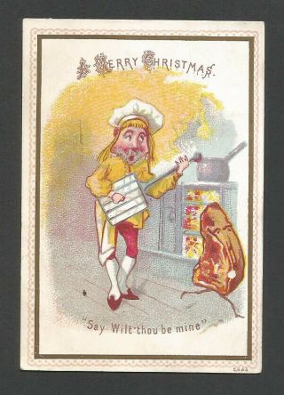 H48 - Chef Chases Roast - Goodall - Victorian Xmas Card