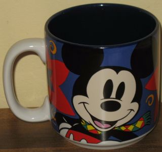 Mickey Mouse Coffee Mug Cup Disney Store Winter Christmas Stackable Blue Inside