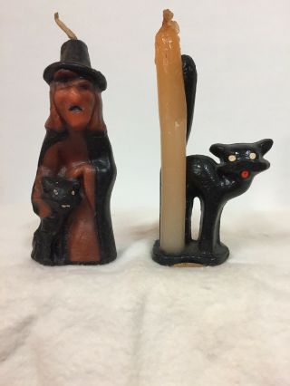 Vtg 1950 Gurley Novelty Black And Whatcha Halloween Candles Retro Decoration