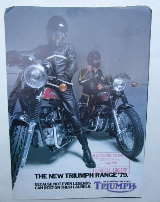 Vintage 1979 Triumph Motorcycle Brochure Bonneville T140 Tr7 Tiger 750 Twin