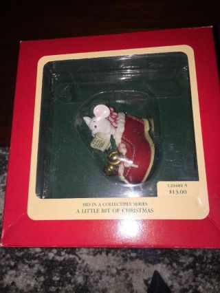 1992 Carlton Cards A Little Bit Of Christmas Mouse In Red Shoe Ornament Mib