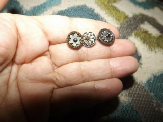 Antique Vintage Tiny Diminutive Metal Waistcoat " Jewel " Buttons