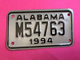 Vintage 1994 Alabama Motorcycle License Plate Nos Never Issued M54763