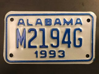 Vintage 1993 Alabama Motorcycle License Plate Nos Never Issued M21948