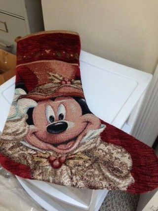 Authentic Disney Parks Metallic Tapestry Mickey Mouse Christmas Stocking