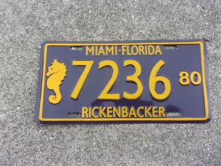 Florida 1980 Rickenbacker Bridge Miami License Plate 7236
