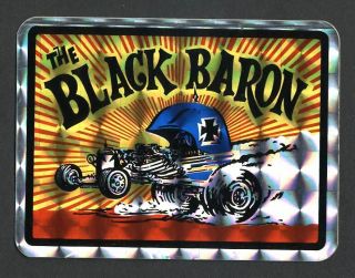 Vintage C.  1970 The Black Baron Hot Rod Drag Racer Prismatic Sticker