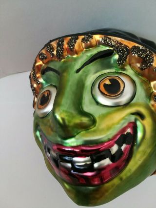 Large Green Face Halloween Witch Head Mercury Glass Ornament