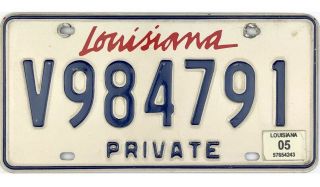 99 Cent 2005 Louisiana Private License Plate V984791