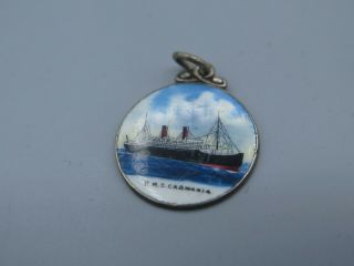 Cunard Line Rms Carmania Ocean Liner Sterling Silver And Enamel Pin