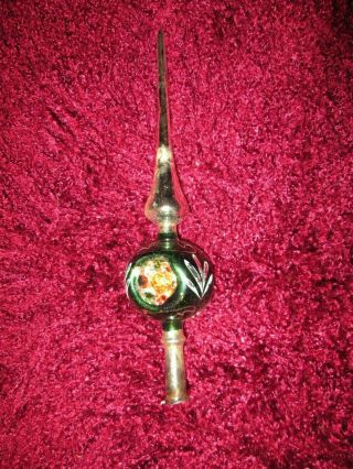 Vintage Hand Blown Mercury Glass Triple Indent Christmas Tree Topper 10.  25 "