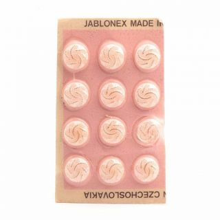Vintage Czech Glass Button Card (12) Jablonex Gold Gilt White Flower Buttons