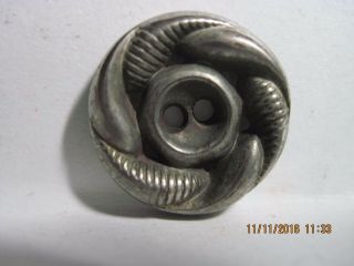 Antique 20th Century Silver/pewter Art Deco Pinwheel Texture Metal Button