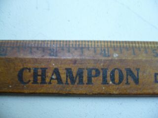 Real Rare 1920 Wooden Champion Spark Plug Ruler / Calendar Vintage