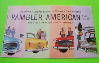 1960 Rambler American Dlx Color Folder Brochure Gorgeous Artwork Nr -