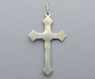 Jesus Christ,  Cross,  Crucifix.  Antique Religious Silver Pendant.  French Medal. 3