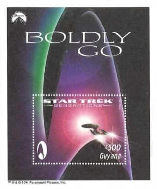 Guyana - Star Trek - Boldly Go,  Souvenir Sheet,  1994 Mnh