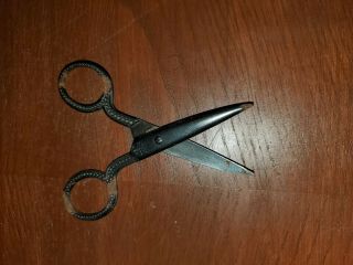 Small Vintage Steel Sewing Scissors Ornate Handle U.  S.  A.  4 "