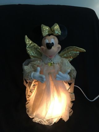 Vintage Disney Minnie Mouse Angel Animated Christmas Tree Topper Figurine,  Euc