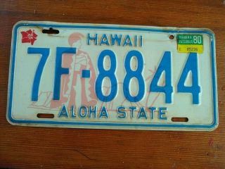 Hawaii State Aloha 1980 License Plate Number 7f 8844