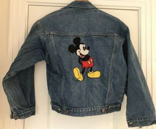 Vtg Mickey Mouse Disney World Jean Jacket S - M Embroidered Denim Buttons